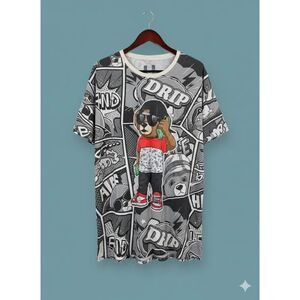 Hustle Shirt Men’s Bailey Bear AOP Drip Streetwear Shirt 3XL XXXL Streetwear